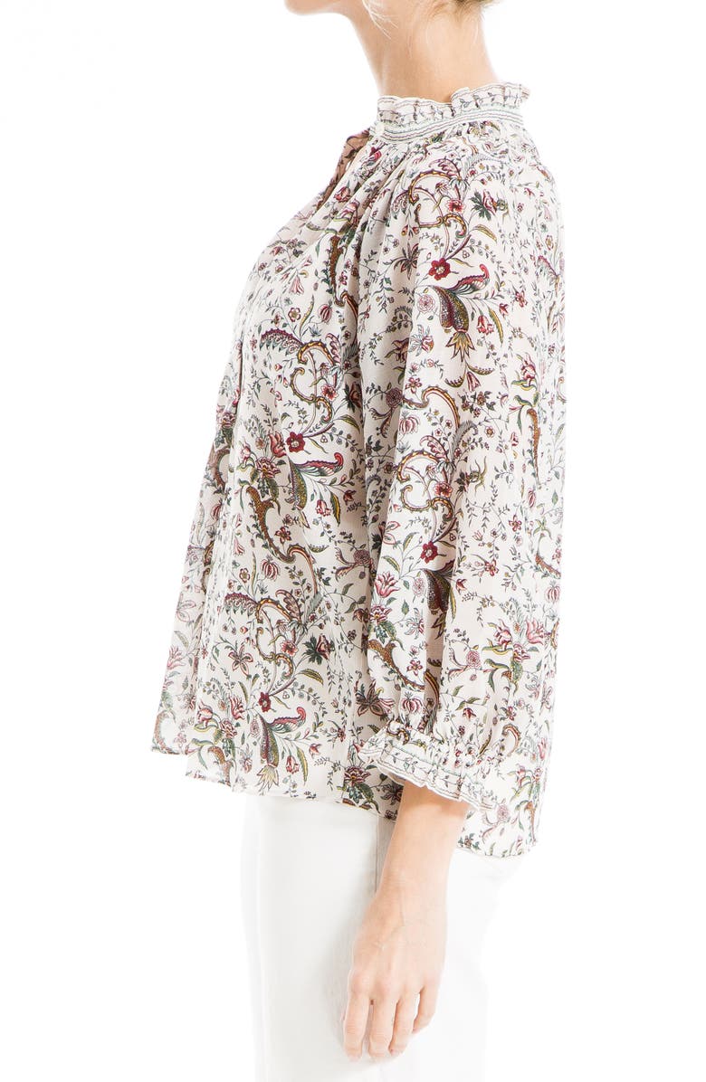 MAX STUDIO Ruffle Collar Puff Shoulder Top, Alternate, color, Wavy Branch Pnl