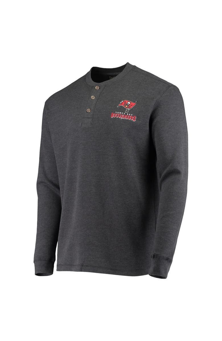 DUNBROOKE Men's Dunbrooke Charcoal Tampa Bay Buccaneers Logo Maverick Thermal Henley Long Sleeve T-Shirt, Alternate, color, Charcoal