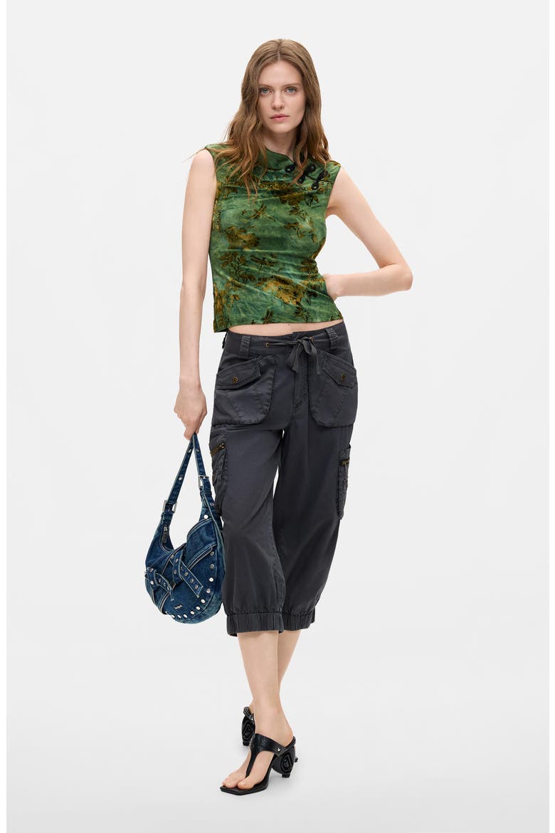 Mandarin Collar Sleeveless Top, Alternate, color, GREEN