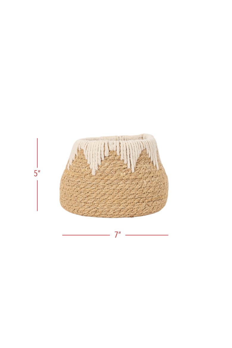 Woven Tapered Basket Jute & White Cotton Rope, Alternate, color, White