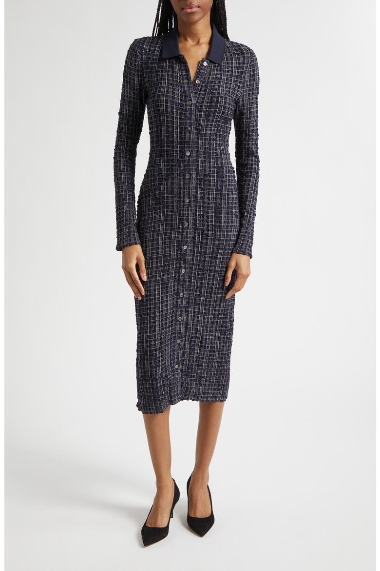 Barrett Check Shirtdress, Main, color, NAVY WHITE MULTI