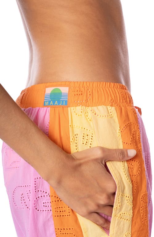 Maaji Cotton Eyelet Cover-up Pants In Bright Pink