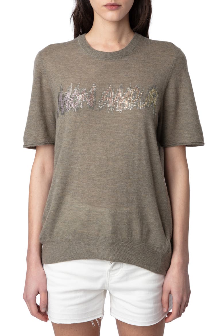 Ida Mon Amour Cashmere Sweater, Main, color, KHAKI