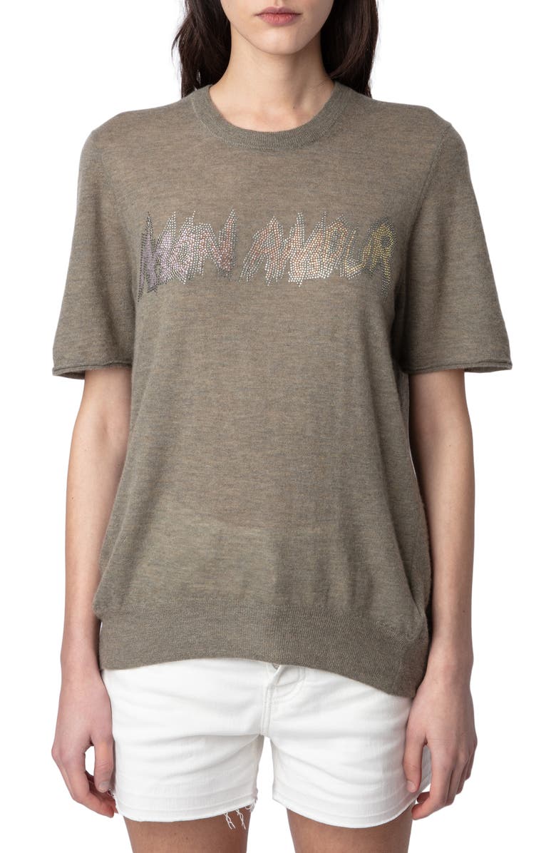 Zadig & Voltaire Ida Mon Amour Cashmere Sweater, Main, color, 