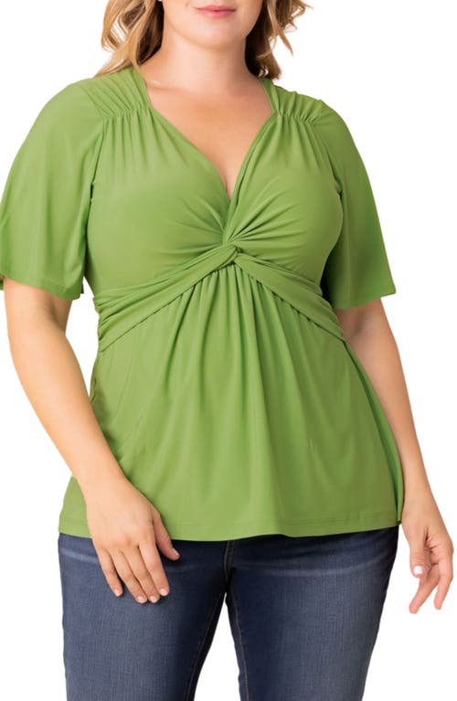 Kiyonna Abby Twist Front Top in Green Apple  product