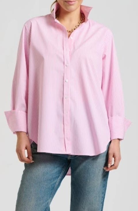 Elodie Stripe Cotton Button-Up Shirt
