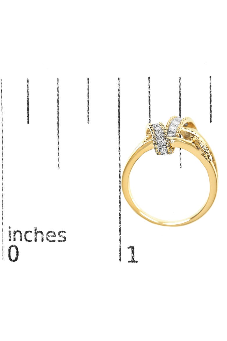 14K Yellow Gold Plated Silver 1/4 Cttw Diamond Interlocking Bypass Ring, Alternate, color, Yellow