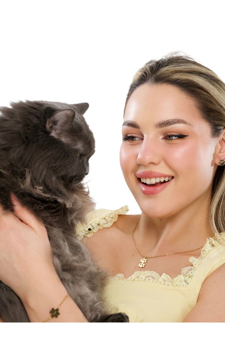 Hollywood Sensation EverPaw Double Paw Print Gold Plated Necklace, Alternate, color, Silver