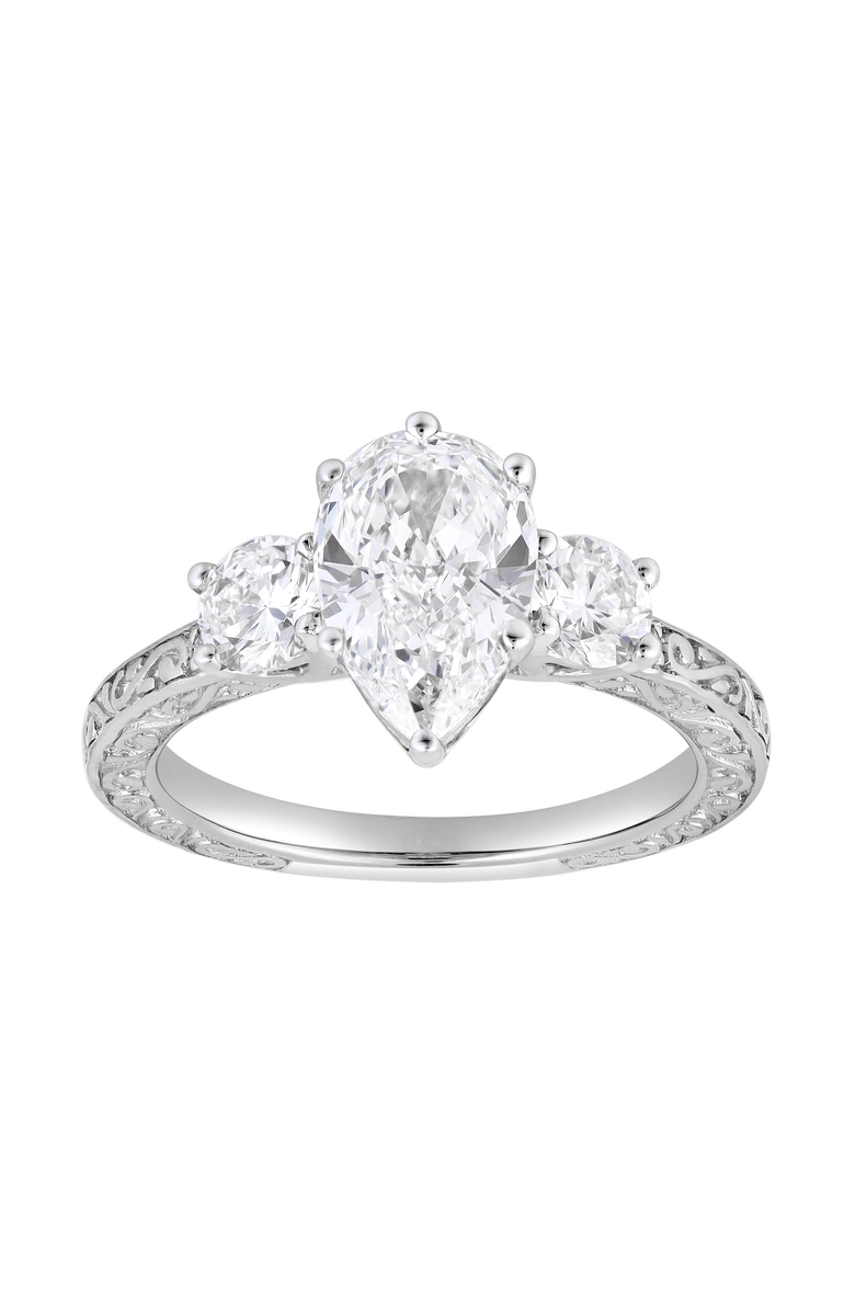 LuvMyJewelry Orlina 14K Gold 2.65 Ct Pear Lab Grown Diamond Engagement Ring, Main, color, 14K White Gold