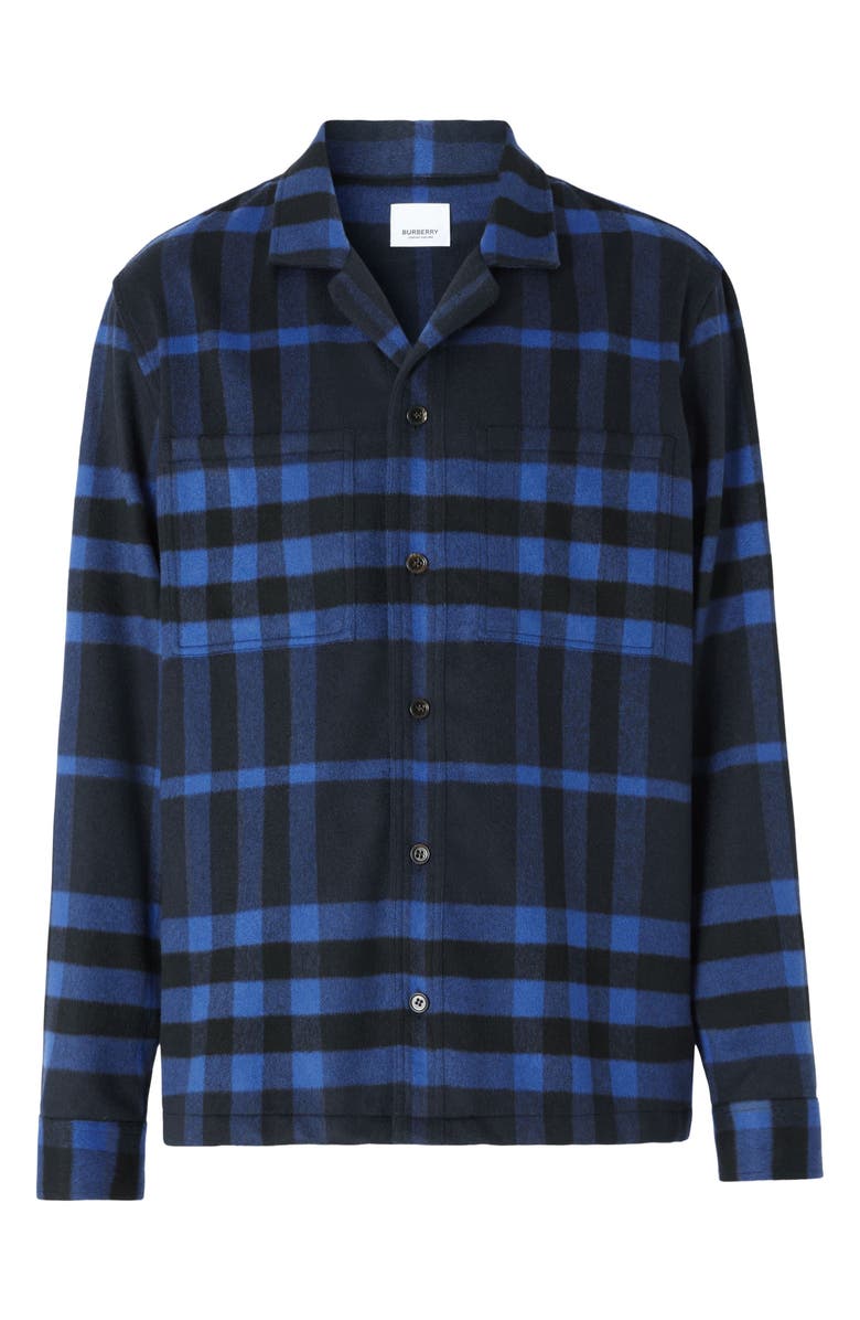 Burberry Night Check Cashmere Pajama Shirt, Alternate, color, 