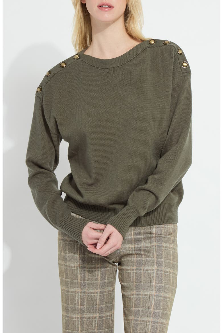 Adelaide Button Trim Sweater, Main, color, MOSSWOOD