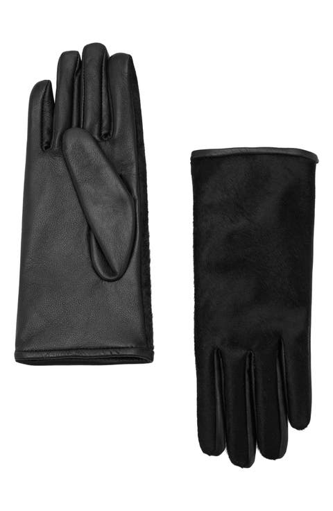 Leather & Faux Fur Reversible Gloves