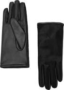 MANGO Leather & Faux Fur Reversible Gloves