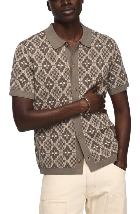 Geo Jacquard Full Button Cardigan