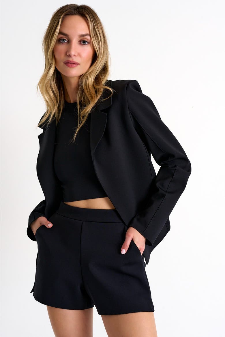 Classic Fitted Short Blazer, Alternate, color, Black