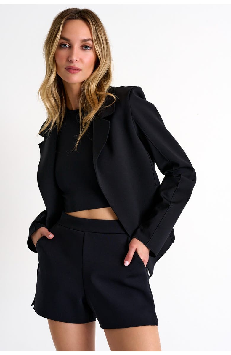 SHAN Classic Fitted Short Blazer, Alternate, color, Black