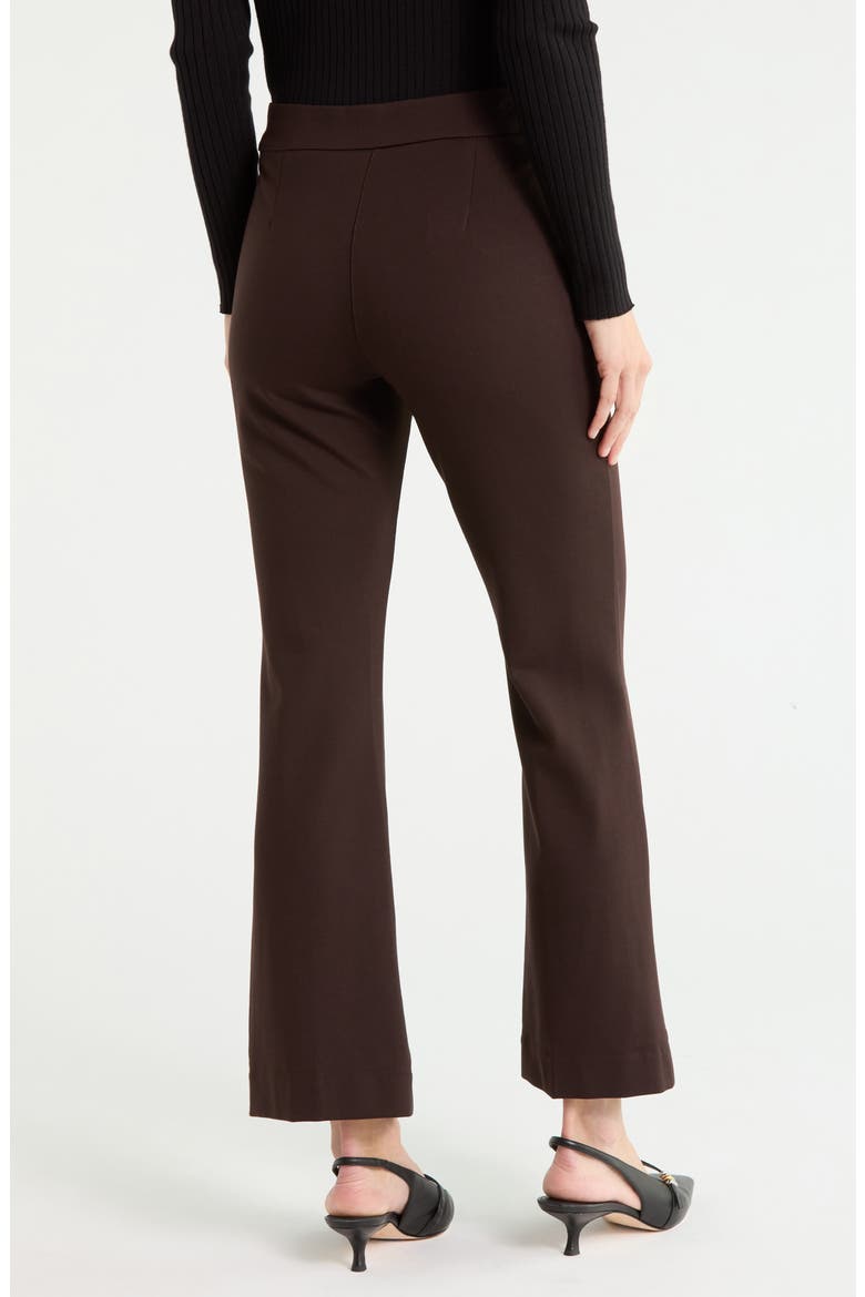 Faux Leather Trim Flare Leg Pants, Alternate, color, CHOCOLATE