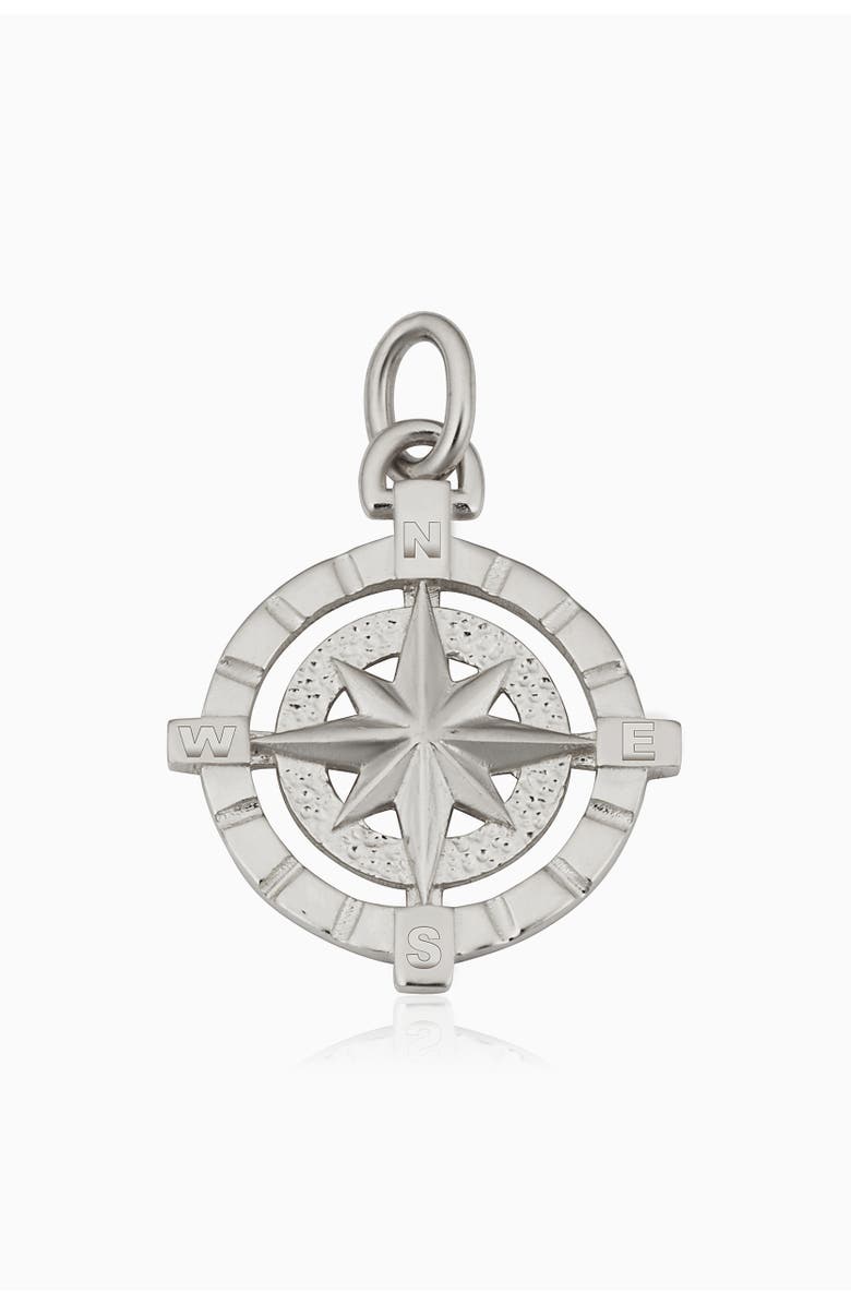 Oradina 14K Gold Compass Rose Pendant Charm, Main, color, White Gold