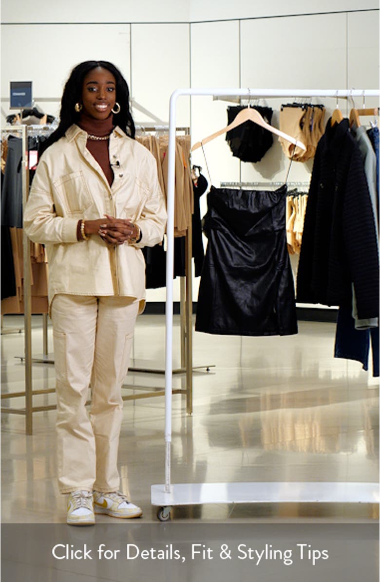 Moon Sign Strapless Faux Leather Minidress, sales video thumbnail