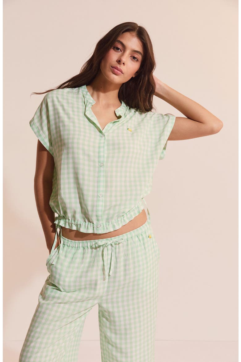 Brise Plaid Wide Leg Pajama Pants, Alternate, color, NILE GREEN