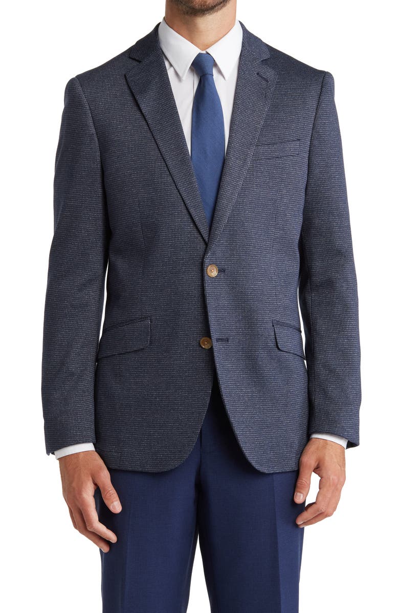 SAVILE ROW CO Micro Houndstooth Two Button Notch Lapel Blazer, Main, color, 