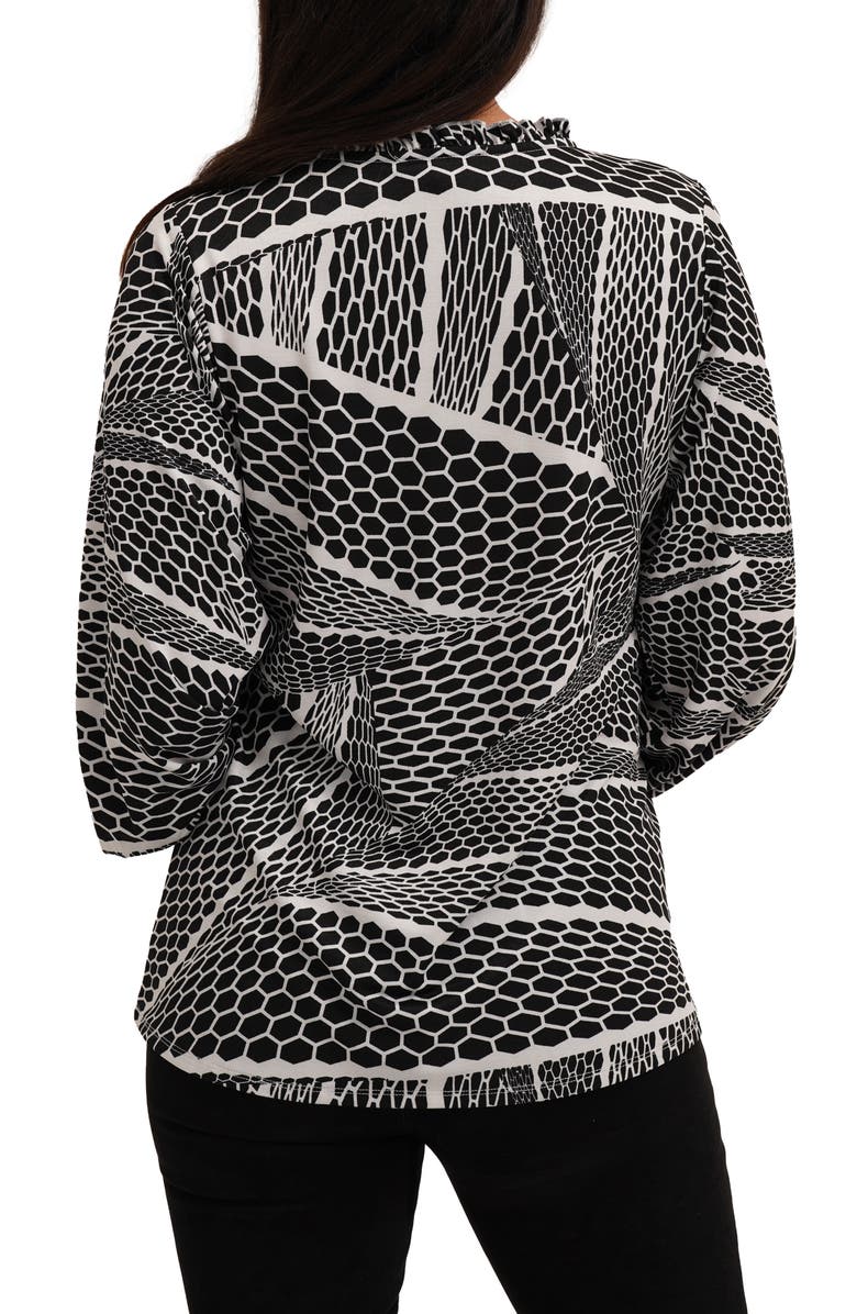 SUNNY LEIGH Printed Mesh Long Sleeve Top, Alternate, color, Lindsay Black