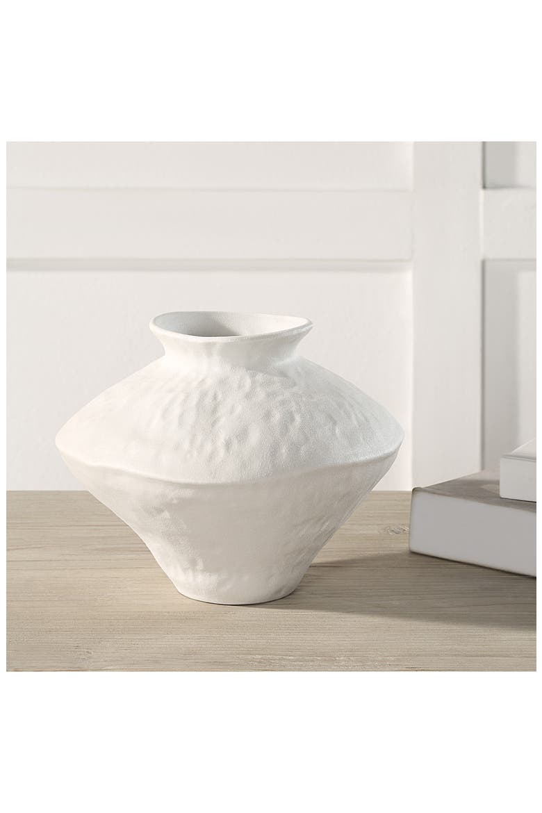 Mills Ceramic Stoneware Decorative Vase, Alternate, color, WHITE