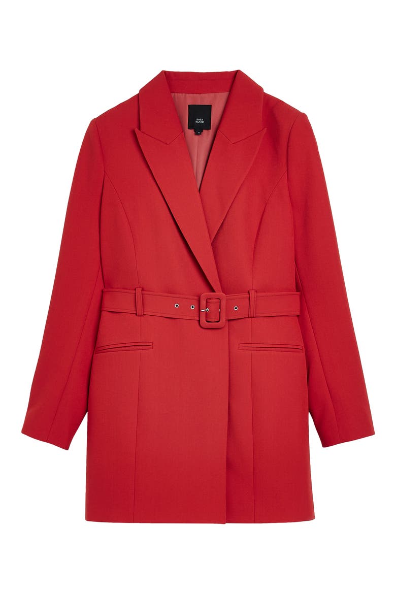 Belted Double Breasted Blazer Dress, Alternate, color, RED