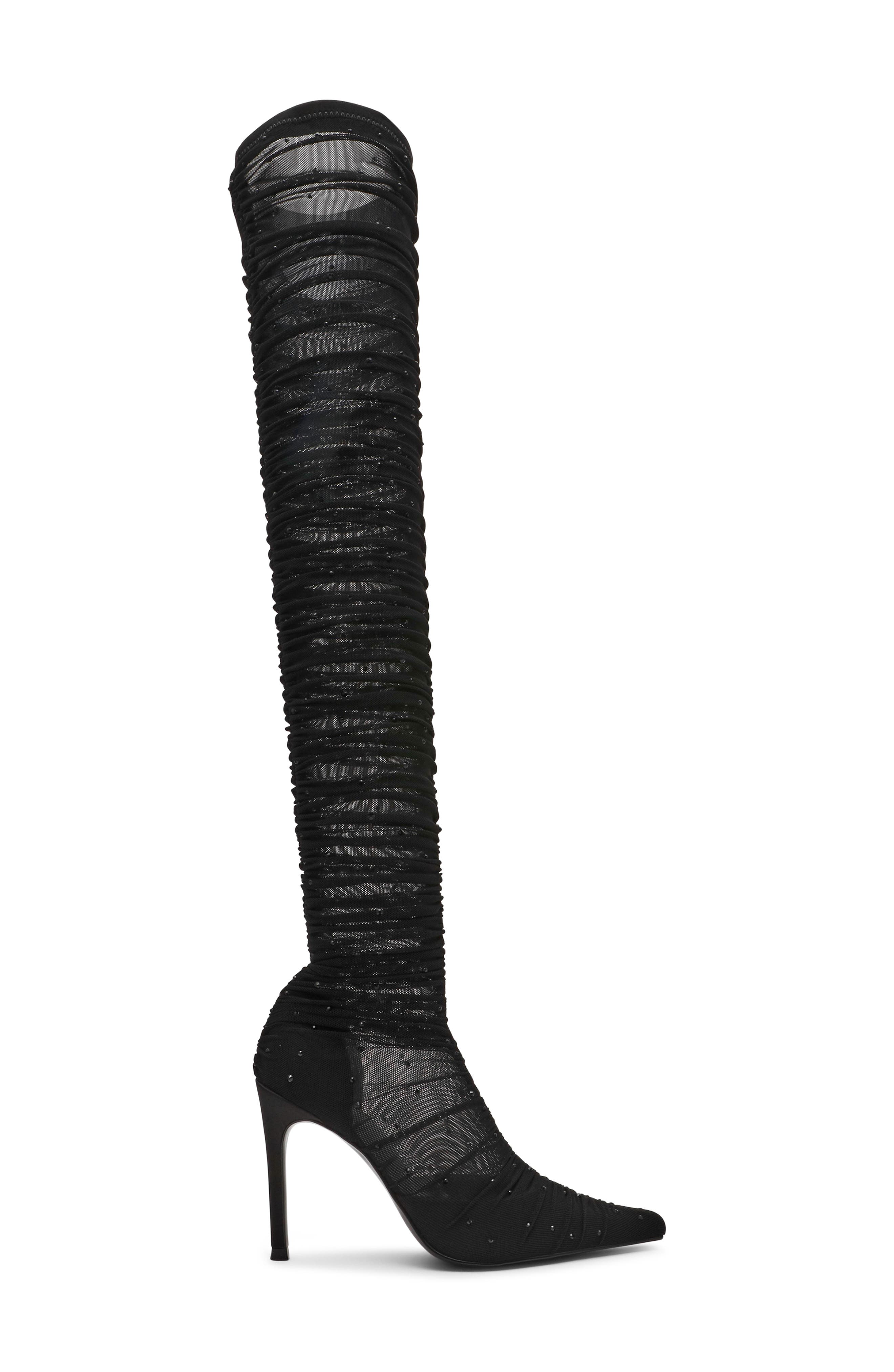 Steve Madden Rashida Sheer Mesh Over the Knee Boot, Alternate, color, Black Mesh
