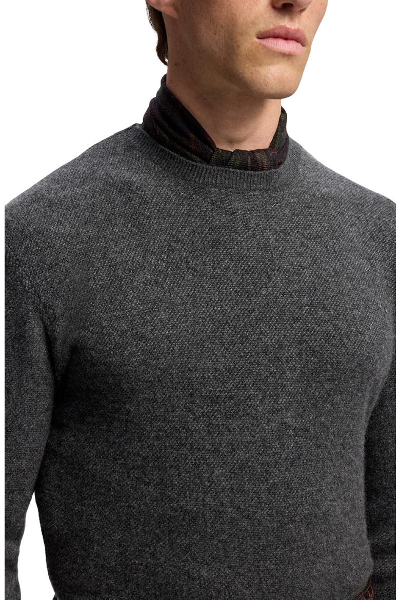 Bird's Eye Cashmere Crewneck Sweater, Alternate, color, DARK GREY MELANGE