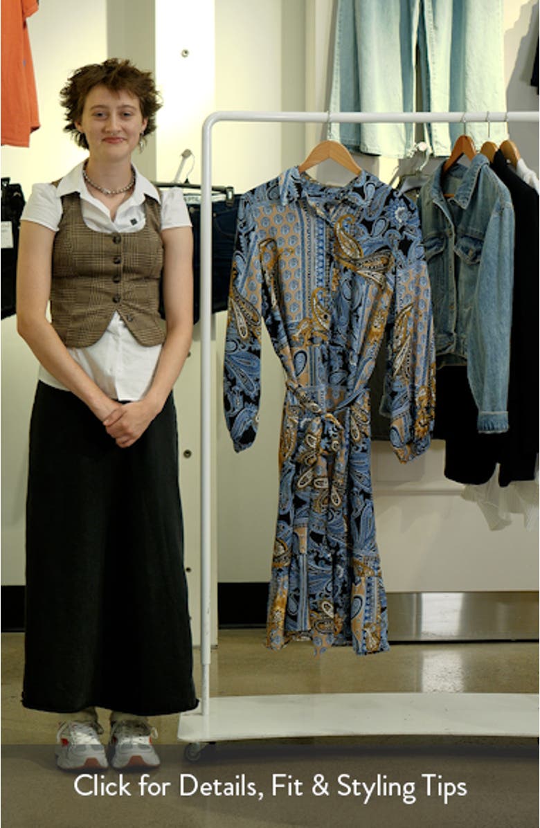 Long Sleeve Tie Belt Satin Shirtdress, sales video thumbnail