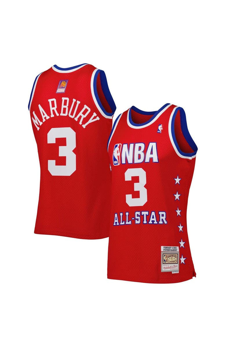 Mitchell & Ness Men's Mitchell & Ness Stephon Marbury Red Western Conference 2003 All Star Game Swingman Jersey, Main, color, 
