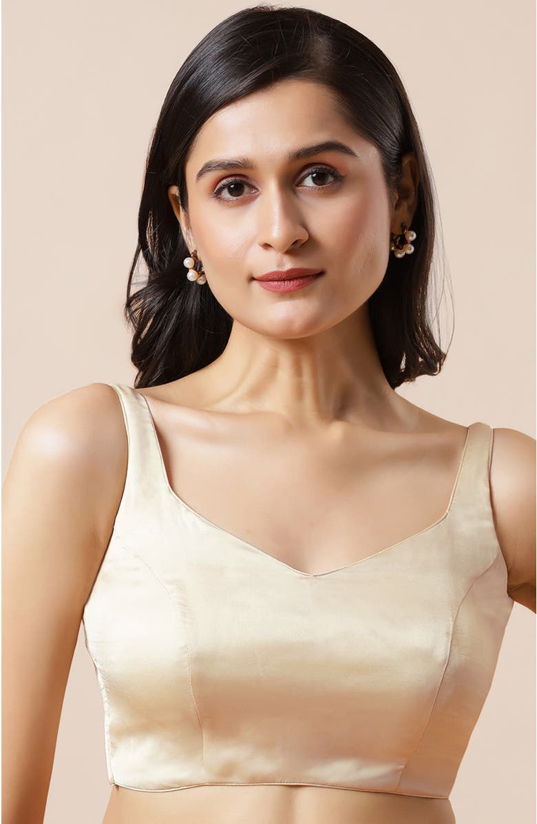 One Minute Saree<sup>®</sup> Tia Tan Satin Blouse with Criss-Cross Adjustable Back Tie Blouse for Women, Alternate, color,