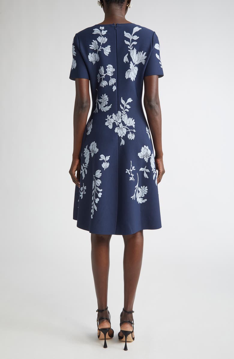 Carolina Herrera Floral Jacquard Fit & Flare Dress, Alternate, color, Midnight Multi