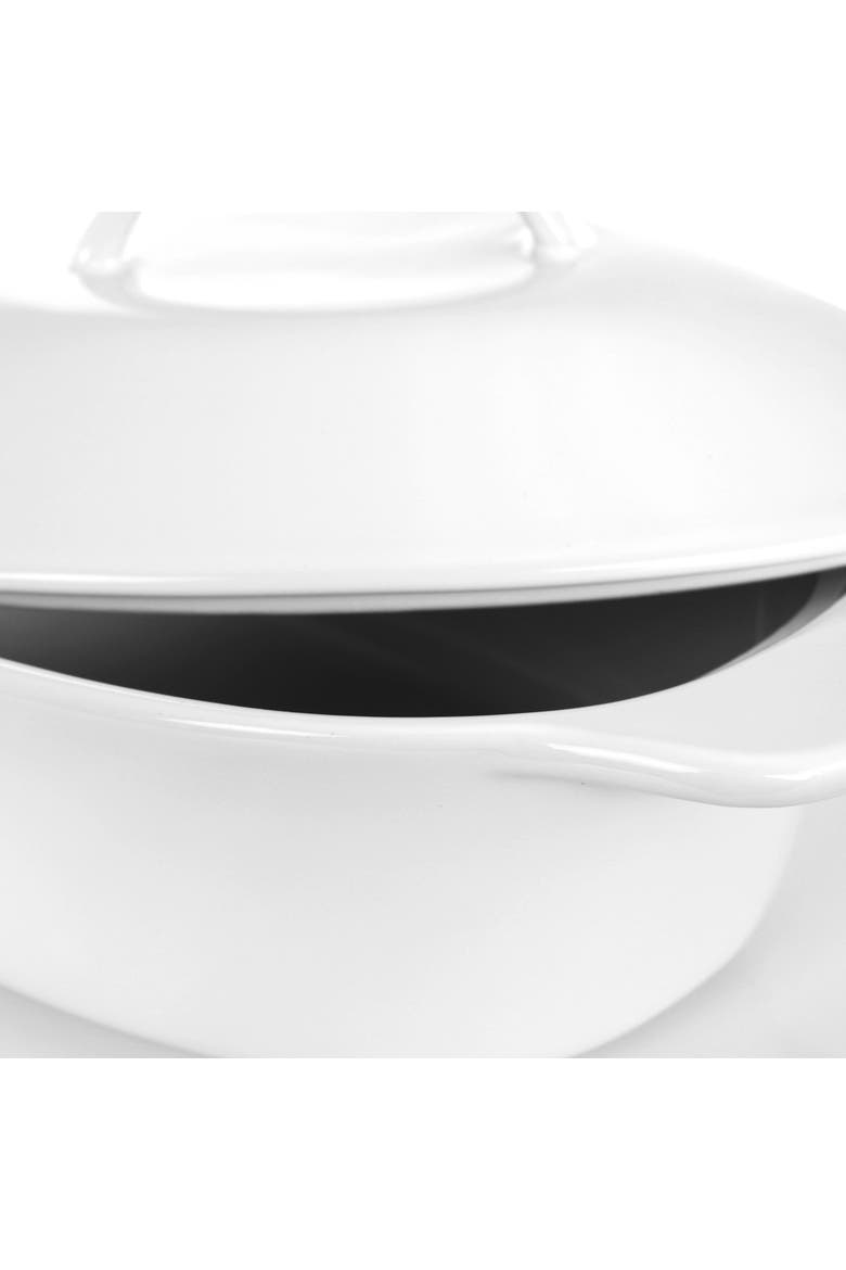 Gracious Dining 2 Piece Oval Stoneware Bakeware with Lid and Metal Rack, Alternate, color, White