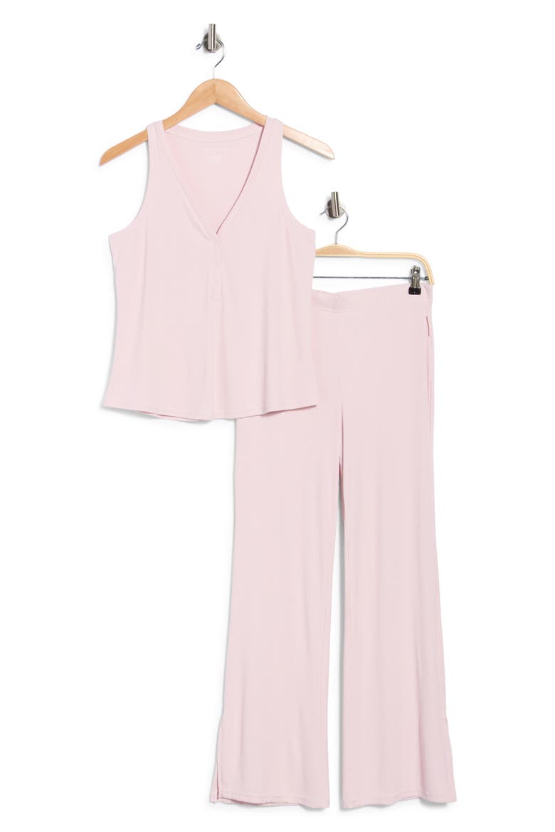 Ribbed Henley Tank & Wide Leg Pants Pajama Set, Main, color, WISTERIA BLOOM