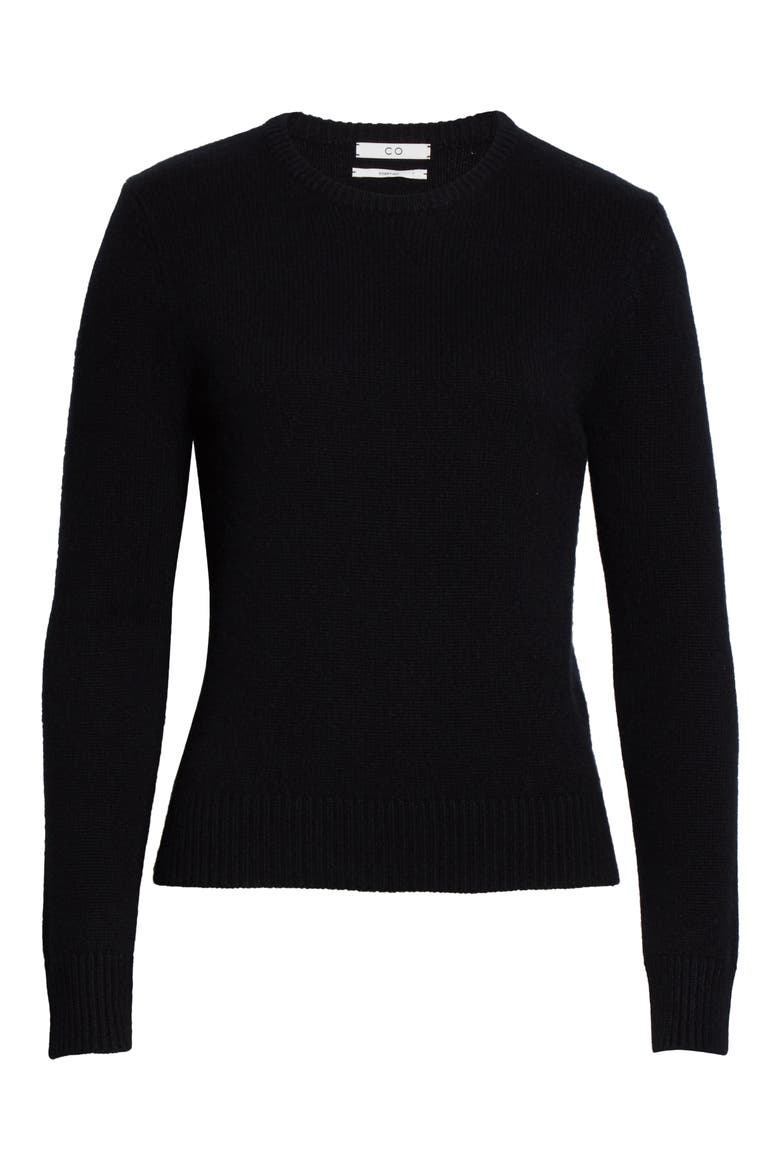 Crewneck Cashmere Sweater, Alternate, color, BLACK