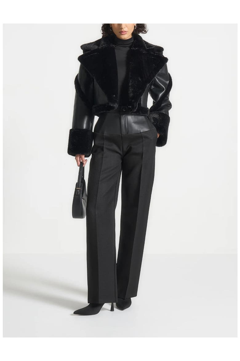 Kena Leather & Plush 2-in-1 Gilet Jacket, Alternate, color, Black
