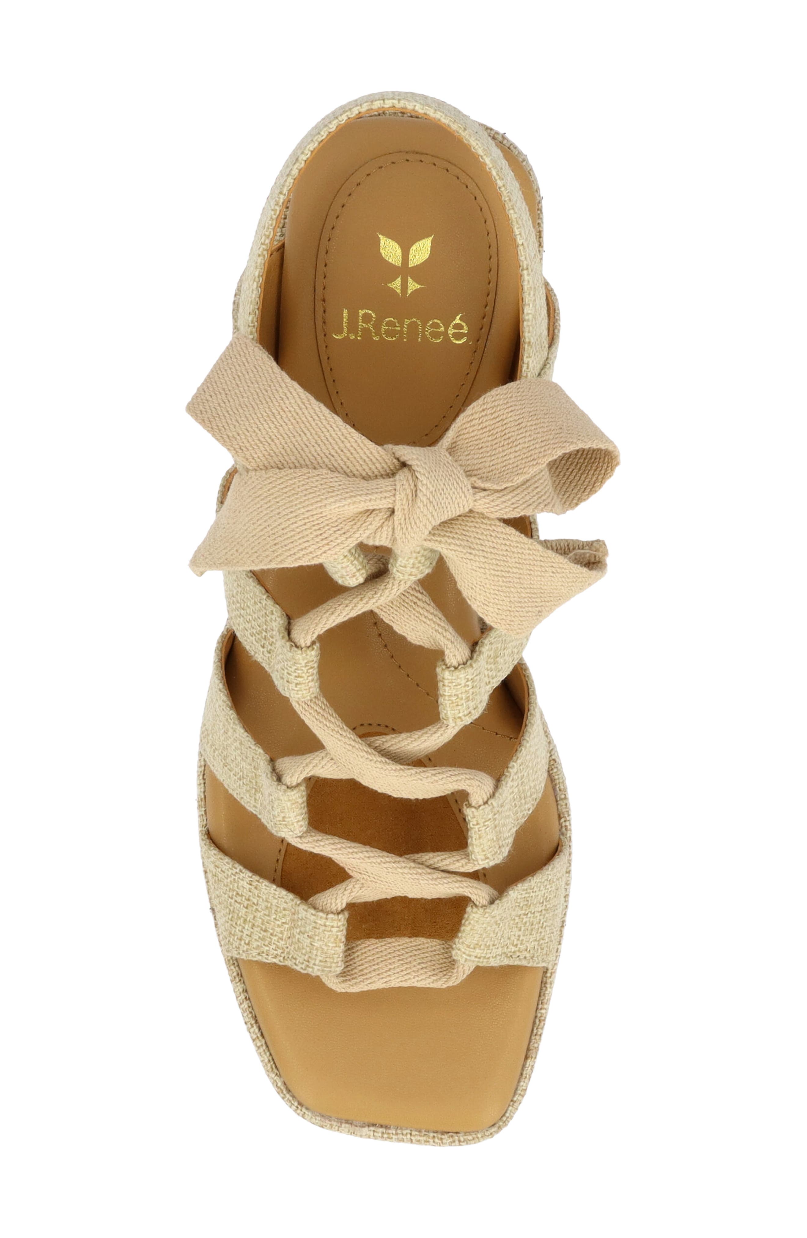 J. Reneé Garlynn Lace-Up Platform Wedge Sandal - Wide Width Available, Alternate, color, Tan