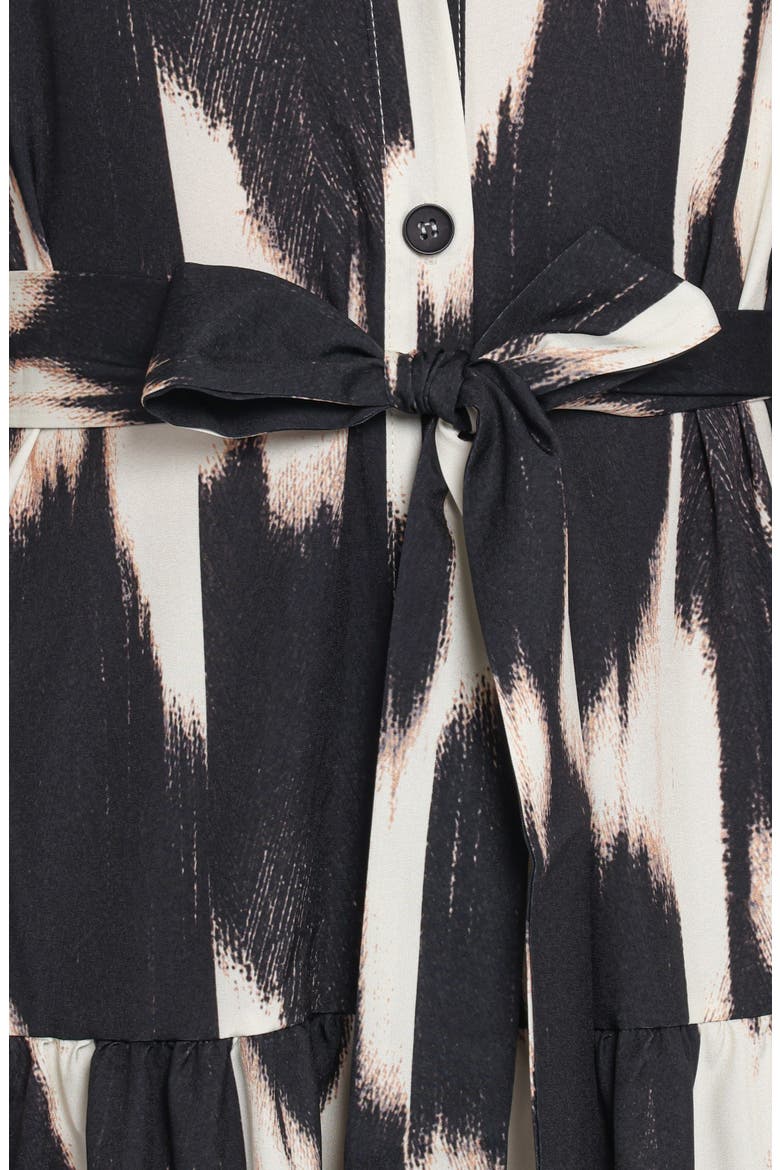 Lincoln Print Tie Waist Long Sleeve Maxi Shirtdress, Alternate, color, BLACK PRINT