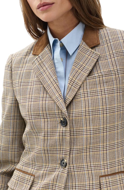 Rag & Bone Evia Plaid Wool Blend Blazer In Gold