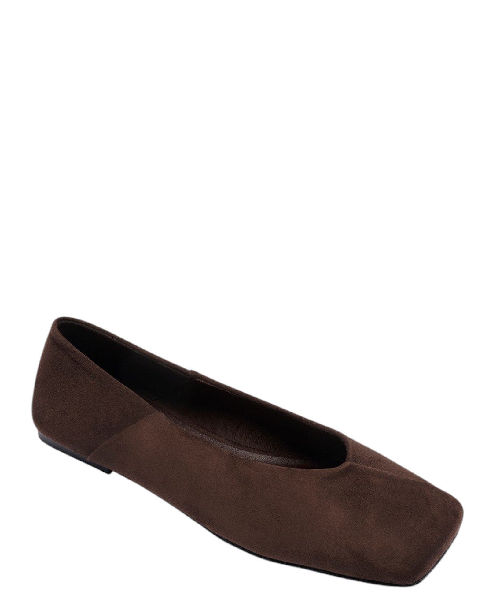 Gaia Square Toe Flats, Main, color, CHOCOLATE FAUX SUEDE