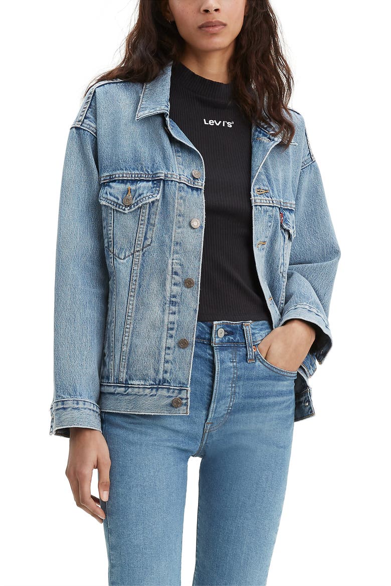 Levi's® Dad Denim Trucker Jacket, Main, color, INDIGO ANTHEM