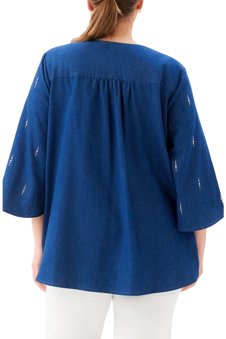 Embellished Asymmetric Hem Chambray Top, Alternate, color, DENIM