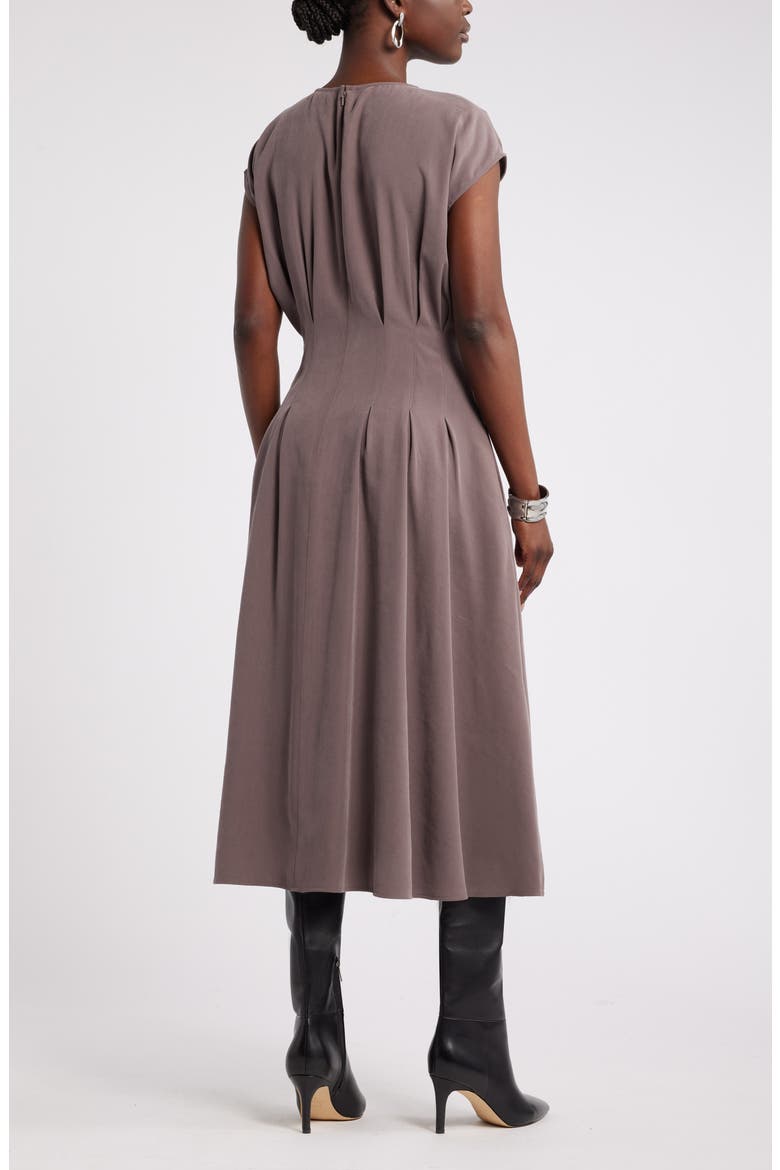 Pleated A-Line Dress, Alternate, color, GREY PLUM