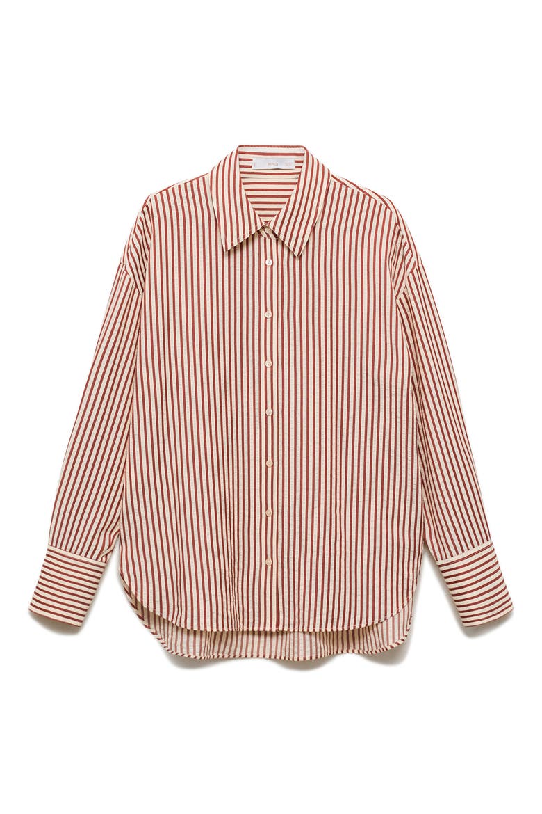 Stripe Button-Up Shirt, Alternate, color, BURNT ORANGE