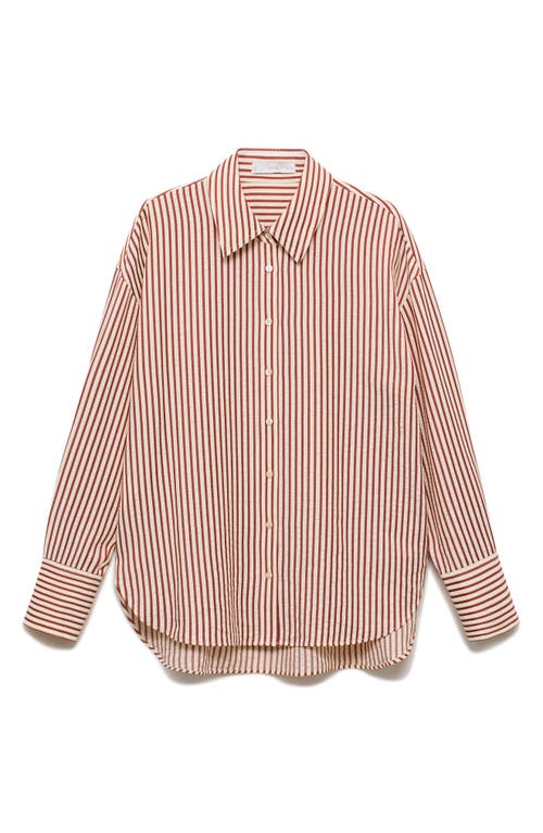 Mango Stripe Button-up Shirt In Orange