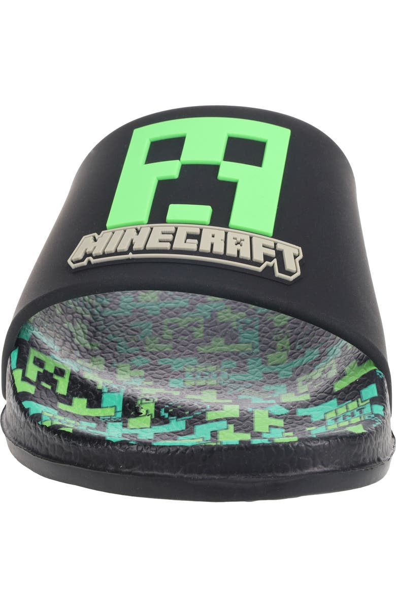 SG Footwear Kids' Minecraft Creeper Slide Sandal, Alternate, color, Black