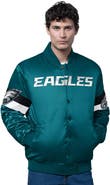STARTER Men's Starter Midnight Green Philadelphia Eagles Triple Option Satin Varsity Full-Snap Jacket