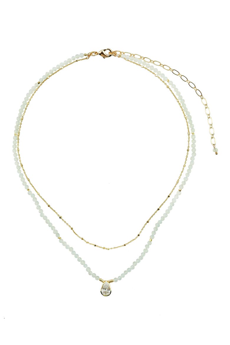 White Crystal Beaded Layered Necklace, Main, color, WHITE